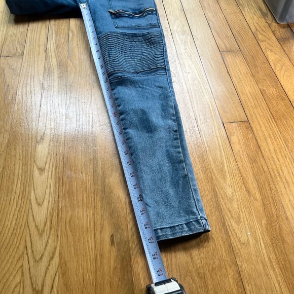 Blue Moto Biker High Rise Skinny Jeans Manière De Voir Size 6 y2k Goth Grunge - Picture 7 of 13